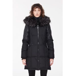 TessPu Long Jacket w/Diamond Quilted Vegan Details